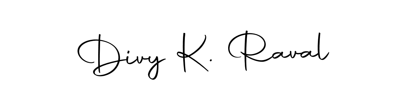 How to make Divy K. Raval name signature. Use Autography-DOLnW style for creating short signs online. This is the latest handwritten sign. Divy K. Raval signature style 10 images and pictures png