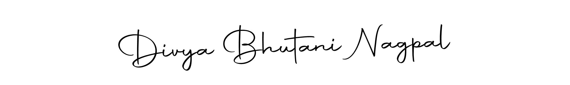 The best way (Autography-DOLnW) to make a short signature is to pick only two or three words in your name. The name Divya Bhutani Nagpal include a total of six letters. For converting this name. Divya Bhutani Nagpal signature style 10 images and pictures png