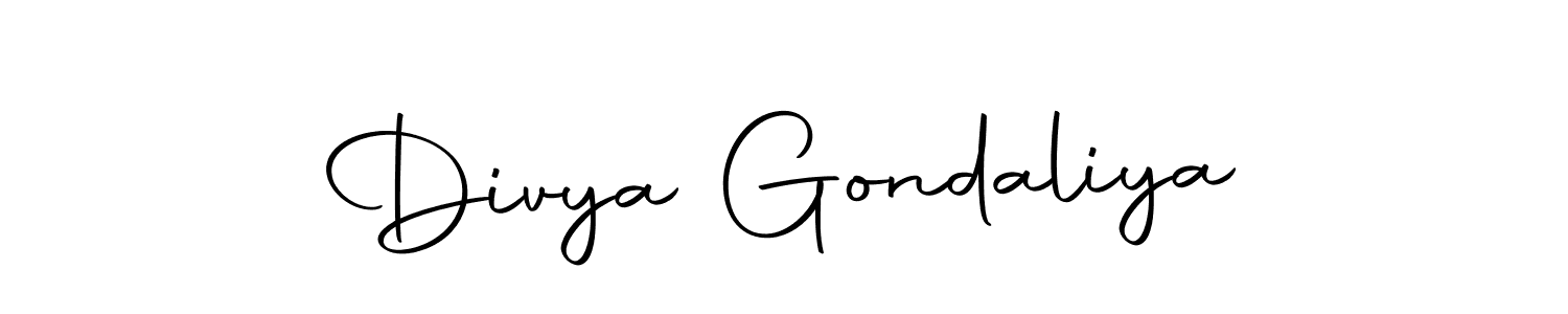 Create a beautiful signature design for name Divya Gondaliya. With this signature (Autography-DOLnW) fonts, you can make a handwritten signature for free. Divya Gondaliya signature style 10 images and pictures png