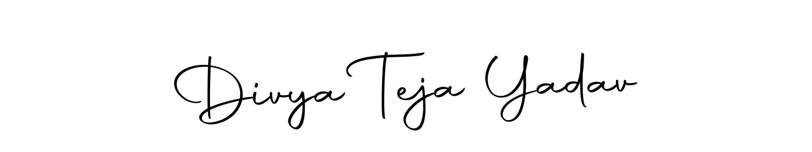 How to make Divya Teja Yadav name signature. Use Autography-DOLnW style for creating short signs online. This is the latest handwritten sign. Divya Teja Yadav signature style 10 images and pictures png