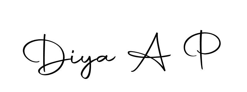 How to make Diya A P signature? Autography-DOLnW is a professional autograph style. Create handwritten signature for Diya A P name. Diya A P signature style 10 images and pictures png