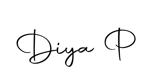How to make Diya P name signature. Use Autography-DOLnW style for creating short signs online. This is the latest handwritten sign. Diya P signature style 10 images and pictures png