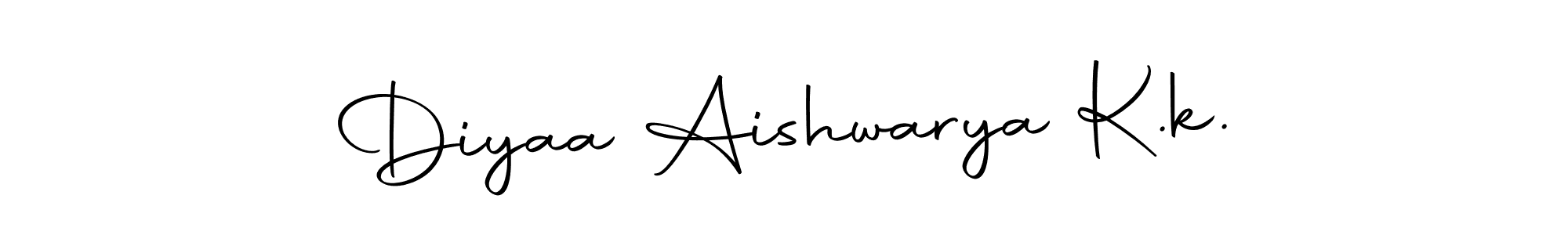 The best way (Autography-DOLnW) to make a short signature is to pick only two or three words in your name. The name Diyaa Aishwarya K.k. include a total of six letters. For converting this name. Diyaa Aishwarya K.k. signature style 10 images and pictures png