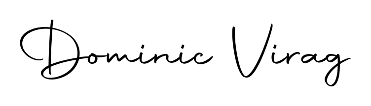 A sleek calligraphic signature for name Dominic Virag utilizing Autography-DOLnW styling. Great for adding personal signatures to photos and art. Dominic Virag signature style 10 images and pictures png