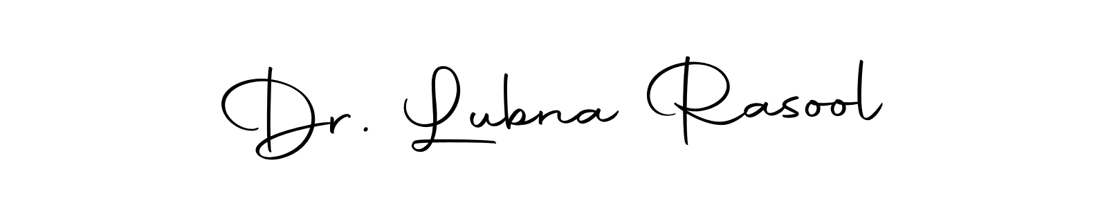 The best way (Autography-DOLnW) to make a short signature is to pick only two or three words in your name. The name Dr. Lubna Rasool include a total of six letters. For converting this name. Dr. Lubna Rasool signature style 10 images and pictures png