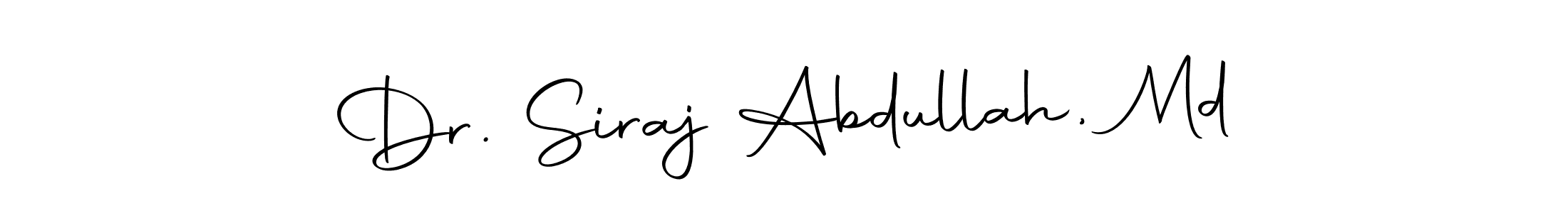 You should practise on your own different ways (Autography-DOLnW) to write your name (Dr. Siraj Abdullah, Md) in signature. don't let someone else do it for you. Dr. Siraj Abdullah, Md signature style 10 images and pictures png