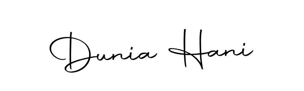 Use a signature maker to create a handwritten signature online. With this signature software, you can design (Autography-DOLnW) your own signature for name Dunia Hani. Dunia Hani signature style 10 images and pictures png