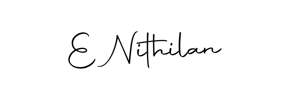 How to make E Nithilan name signature. Use Autography-DOLnW style for creating short signs online. This is the latest handwritten sign. E Nithilan signature style 10 images and pictures png