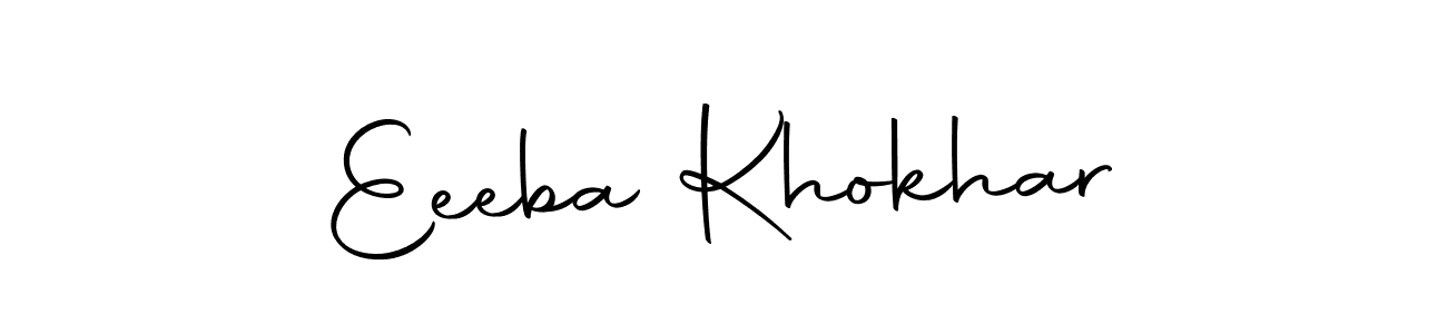 How to make Eeeba Khokhar name signature. Use Autography-DOLnW style for creating short signs online. This is the latest handwritten sign. Eeeba Khokhar signature style 10 images and pictures png