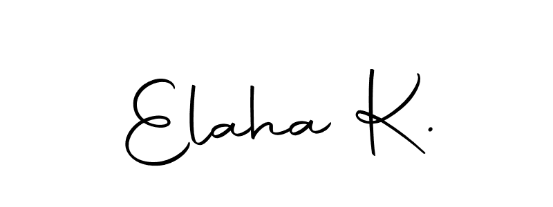 The best way (Autography-DOLnW) to make a short signature is to pick only two or three words in your name. The name Elaha K. include a total of six letters. For converting this name. Elaha K. signature style 10 images and pictures png