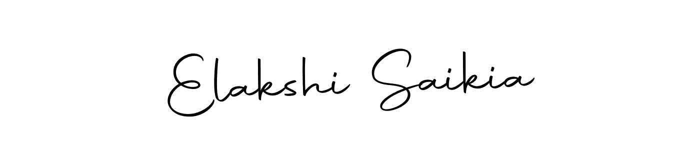 How to make Elakshi Saikia name signature. Use Autography-DOLnW style for creating short signs online. This is the latest handwritten sign. Elakshi Saikia signature style 10 images and pictures png