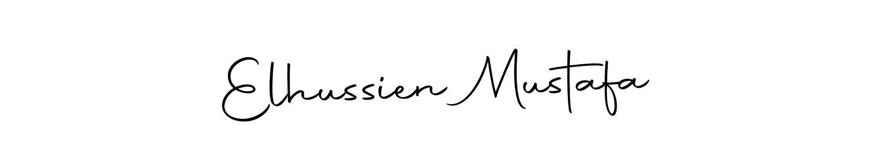 How to make Elhussien Mustafa name signature. Use Autography-DOLnW style for creating short signs online. This is the latest handwritten sign. Elhussien Mustafa signature style 10 images and pictures png
