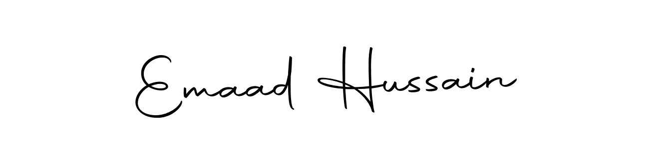 You should practise on your own different ways (Autography-DOLnW) to write your name (Emaad Hussain) in signature. don't let someone else do it for you. Emaad Hussain signature style 10 images and pictures png