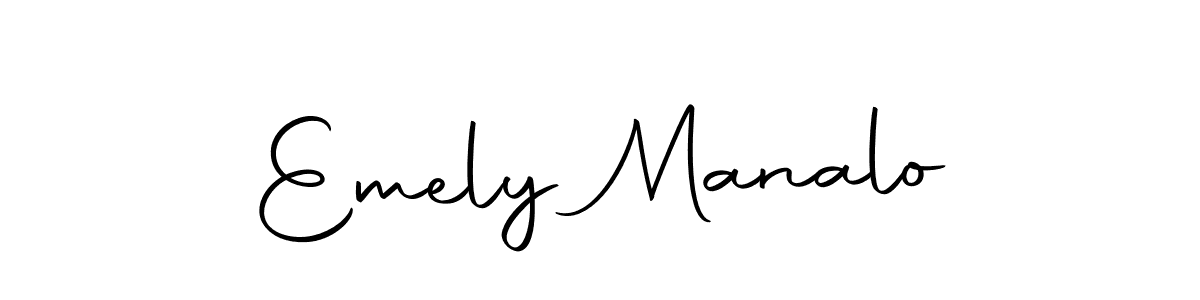 How to make Emely Manalo name signature. Use Autography-DOLnW style for creating short signs online. This is the latest handwritten sign. Emely Manalo signature style 10 images and pictures png