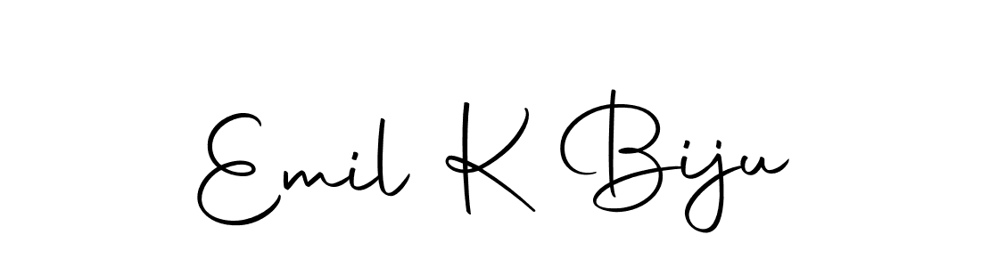 Create a beautiful signature design for name Emil K Biju. With this signature (Autography-DOLnW) fonts, you can make a handwritten signature for free. Emil K Biju signature style 10 images and pictures png