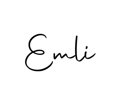 Create a beautiful signature design for name Emli. With this signature (Autography-DOLnW) fonts, you can make a handwritten signature for free. Emli signature style 10 images and pictures png