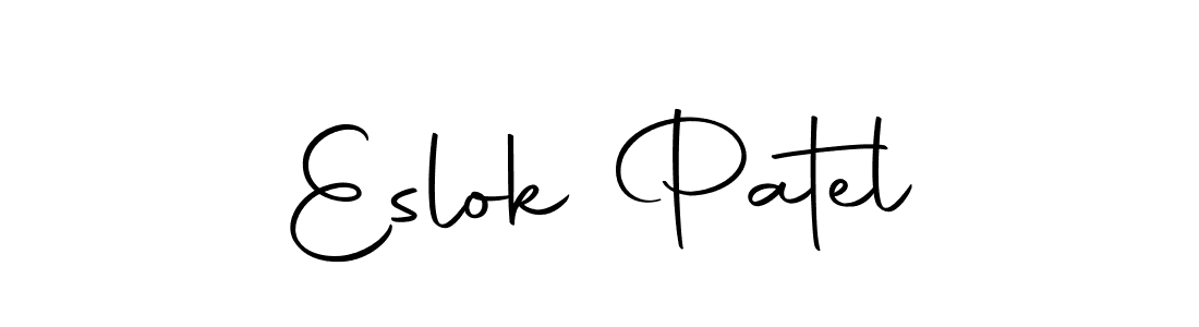 How to make Eslok Patel name signature. Use Autography-DOLnW style for creating short signs online. This is the latest handwritten sign. Eslok Patel signature style 10 images and pictures png