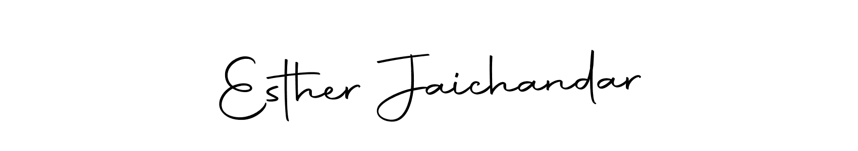 How to make Esther Jaichandar name signature. Use Autography-DOLnW style for creating short signs online. This is the latest handwritten sign. Esther Jaichandar signature style 10 images and pictures png