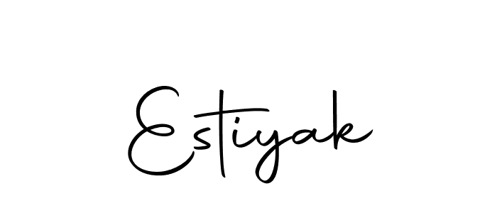 The best way (Autography-DOLnW) to make a short signature is to pick only two or three words in your name. The name Estiyak include a total of six letters. For converting this name. Estiyak signature style 10 images and pictures png