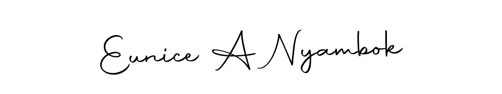 How to make Eunice A Nyambok name signature. Use Autography-DOLnW style for creating short signs online. This is the latest handwritten sign. Eunice A Nyambok signature style 10 images and pictures png