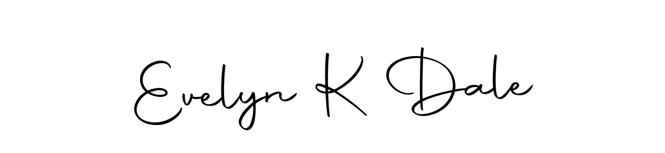 How to make Evelyn K Dale name signature. Use Autography-DOLnW style for creating short signs online. This is the latest handwritten sign. Evelyn K Dale signature style 10 images and pictures png