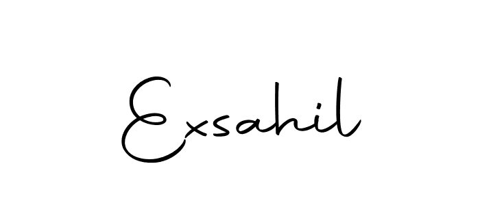 You should practise on your own different ways (Autography-DOLnW) to write your name (Exsahil) in signature. don't let someone else do it for you. Exsahil signature style 10 images and pictures png