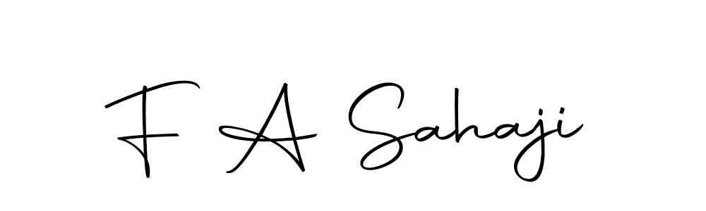 How to make F A Sahaji name signature. Use Autography-DOLnW style for creating short signs online. This is the latest handwritten sign. F A Sahaji signature style 10 images and pictures png