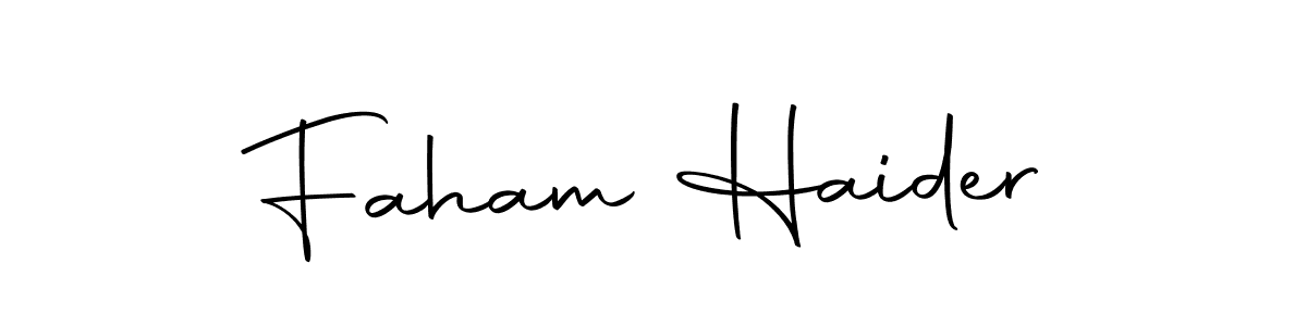Use a signature maker to create a handwritten signature online. With this signature software, you can design (Autography-DOLnW) your own signature for name Faham Haider. Faham Haider signature style 10 images and pictures png