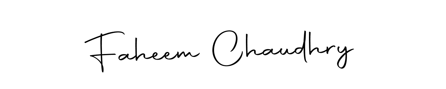 How to make Faheem Chaudhry name signature. Use Autography-DOLnW style for creating short signs online. This is the latest handwritten sign. Faheem Chaudhry signature style 10 images and pictures png