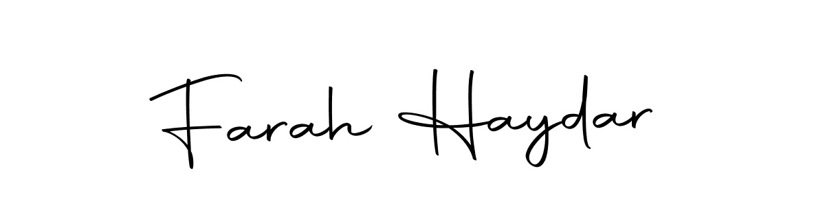 You should practise on your own different ways (Autography-DOLnW) to write your name (Farah Haydar) in signature. don't let someone else do it for you. Farah Haydar signature style 10 images and pictures png