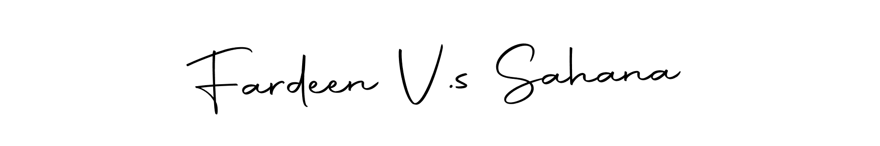 How to make Fardeen V.s Sahana name signature. Use Autography-DOLnW style for creating short signs online. This is the latest handwritten sign. Fardeen V.s Sahana signature style 10 images and pictures png