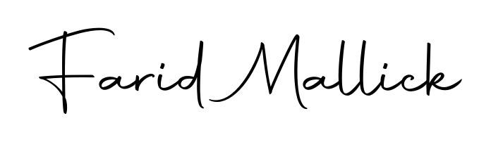 Create an unforgettable impression when signing with Farid Mallick name styled in Autography-DOLnW typography. 100% free online generator. Farid Mallick signature style 10 images and pictures png