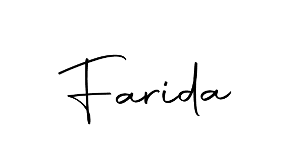 Make a beautiful signature design for name Farida. With this signature (Autography-DOLnW) style, you can create a handwritten signature for free. Farida signature style 10 images and pictures png