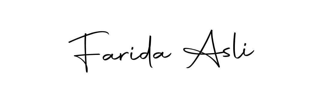 You can use this online signature creator to create a handwritten signature for the name Farida Asli. This is the best online autograph maker. Farida Asli signature style 10 images and pictures png