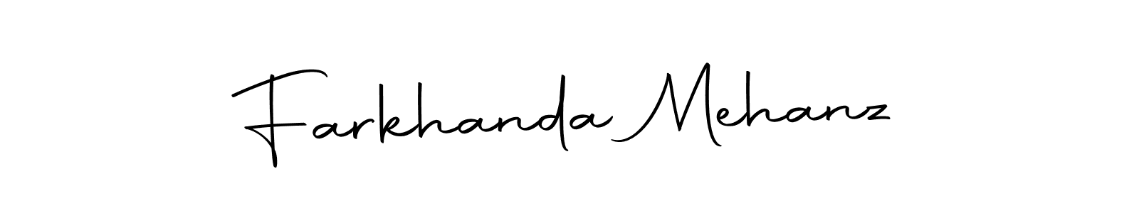 How to make Farkhanda Mehanz name signature. Use Autography-DOLnW style for creating short signs online. This is the latest handwritten sign. Farkhanda Mehanz signature style 10 images and pictures png