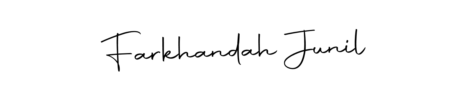 Make a beautiful signature design for name Farkhandah Junil. Use this online signature maker to create a handwritten signature for free. Farkhandah Junil signature style 10 images and pictures png