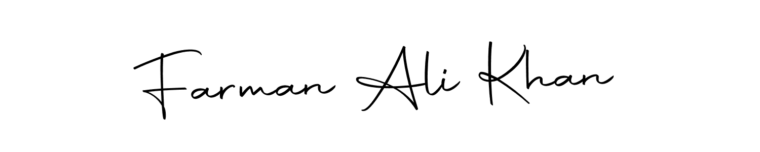 How to make Farman Ali Khan name signature. Use Autography-DOLnW style for creating short signs online. This is the latest handwritten sign. Farman Ali Khan signature style 10 images and pictures png