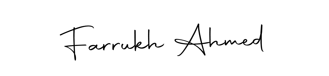 How to make Farrukh Ahmed name signature. Use Autography-DOLnW style for creating short signs online. This is the latest handwritten sign. Farrukh Ahmed signature style 10 images and pictures png