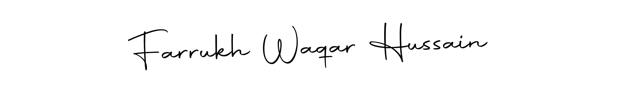How to make Farrukh Waqar Hussain name signature. Use Autography-DOLnW style for creating short signs online. This is the latest handwritten sign. Farrukh Waqar Hussain signature style 10 images and pictures png