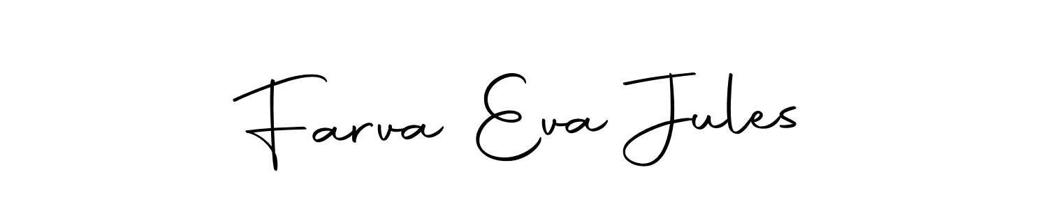 if you are searching for the best signature style for your name Farva Eva Jules. so please give up your signature search. here we have designed multiple signature styles  using Autography-DOLnW. Farva Eva Jules signature style 10 images and pictures png