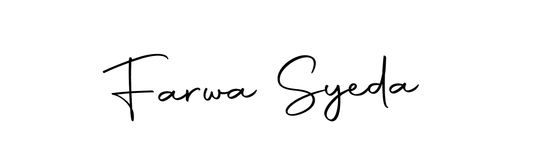 Create a beautiful signature design for name Farwa Syeda. With this signature (Autography-DOLnW) fonts, you can make a handwritten signature for free. Farwa Syeda signature style 10 images and pictures png