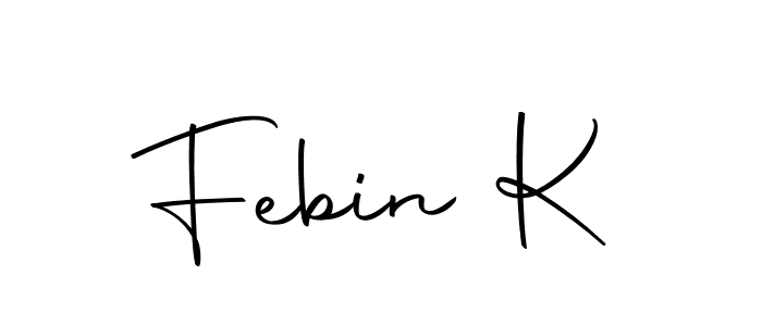 You should practise on your own different ways (Autography-DOLnW) to write your name (Febin K) in signature. don't let someone else do it for you. Febin K signature style 10 images and pictures png