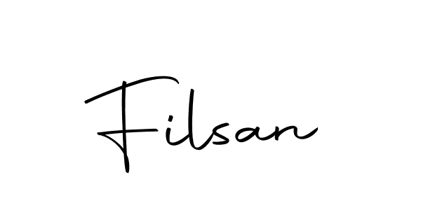 How to make Filsan name signature. Use Autography-DOLnW style for creating short signs online. This is the latest handwritten sign. Filsan signature style 10 images and pictures png