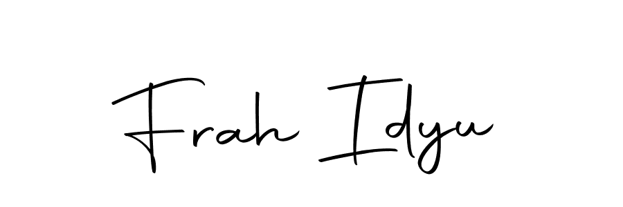 You should practise on your own different ways (Autography-DOLnW) to write your name (Frah Idyu) in signature. don't let someone else do it for you. Frah Idyu signature style 10 images and pictures png