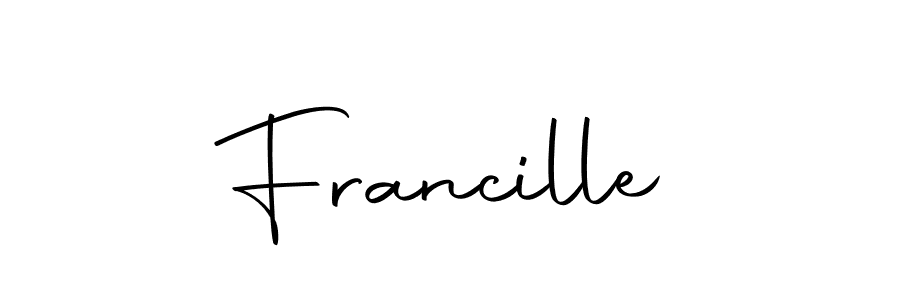 You can use this online signature creator to create a handwritten signature for the name Francille. This is the best online autograph maker. Francille signature style 10 images and pictures png