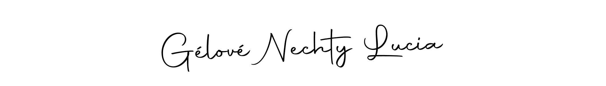 How to make Gélové Nechty Lucia name signature. Use Autography-DOLnW style for creating short signs online. This is the latest handwritten sign. Gélové Nechty Lucia signature style 10 images and pictures png