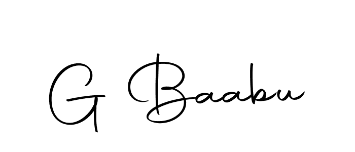 You should practise on your own different ways (Autography-DOLnW) to write your name (G Baabu) in signature. don't let someone else do it for you. G Baabu signature style 10 images and pictures png