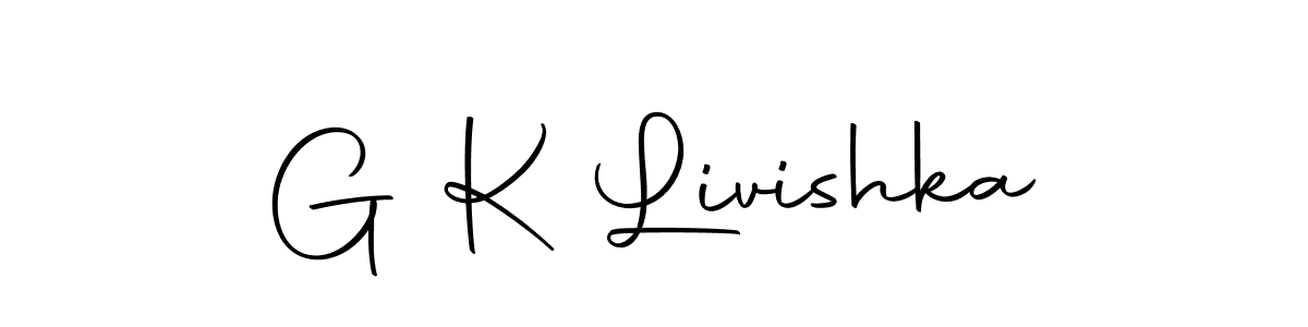 You should practise on your own different ways (Autography-DOLnW) to write your name (G K Livishka) in signature. don't let someone else do it for you. G K Livishka signature style 10 images and pictures png