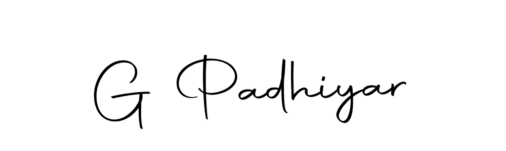 The best way (Autography-DOLnW) to make a short signature is to pick only two or three words in your name. The name G Padhiyar include a total of six letters. For converting this name. G Padhiyar signature style 10 images and pictures png
