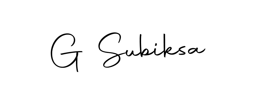 You can use this online signature creator to create a handwritten signature for the name G Subiksa. This is the best online autograph maker. G Subiksa signature style 10 images and pictures png